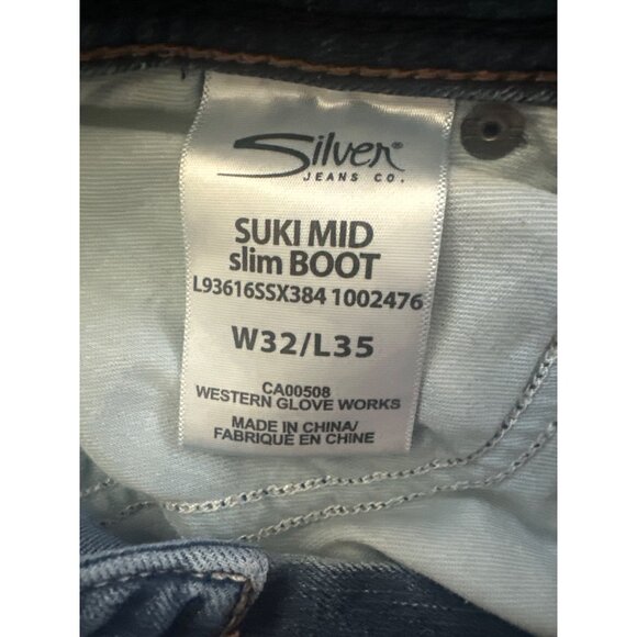 Silver Jeans Co. Suki Mid Slim Bootcut Jeans W32/L35 Distressed Look - Picture 2 of 9